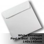 #E40CE - 140mm Square White Envelope 100gsm WPnS